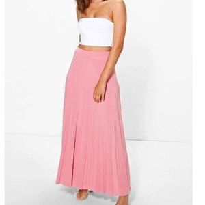 Boohoo Petite Orla Pleated Slinky Maxi Skirt